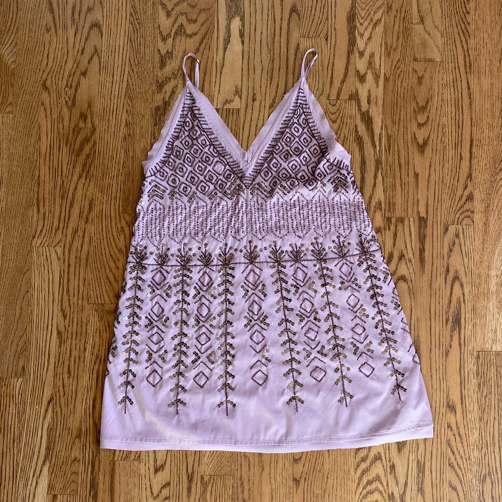 Free People Beaded Mini Dress, Lilac, Size Small